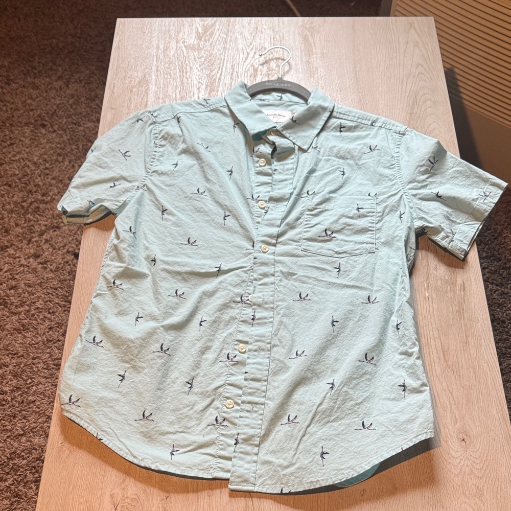 Goodfellow & Co Mint Green Bird Print Shirt